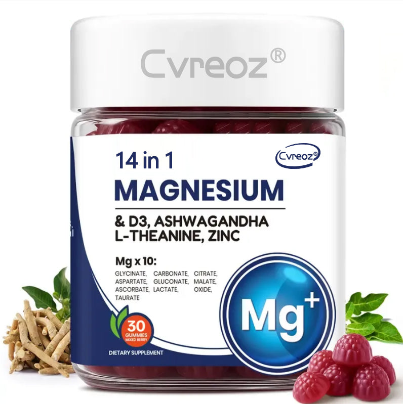 Cvreoz® ①14-in-1 Magnesium Gummies – with Ashwagandha, L-Theanine, Vitamin D3 & Zinc